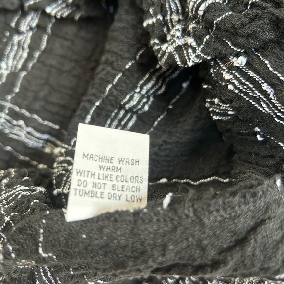 Habitat Black White Plaid Textured Asymmetric Tunic Top XL Linen Blend Artsy - Picture 5 of 9